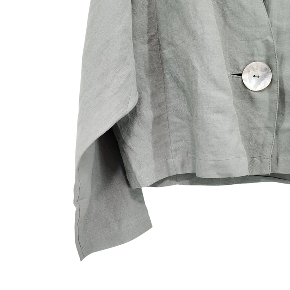 SuZen Vintage Women's Linen Blend Button Front Cropped Top - S - Picture 3 of 9